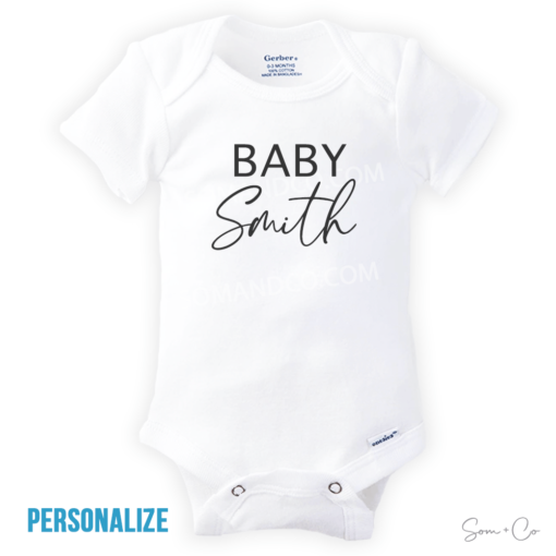 Personalized Baby Onesie Romper with Baby's First or Last Name - Som + Co