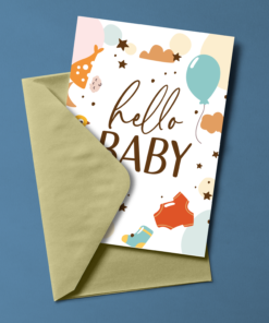 Hello Baby! - Single Panel Notecard with Envelop - Som + Co