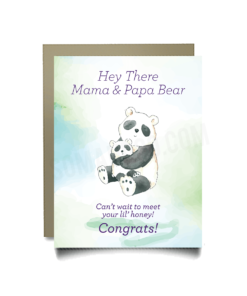 Hey There Mama and Papa Bear! Can't Wait To Meet Your Lil' Honey! - Single Panel Notecard with Envelop - Som + Co