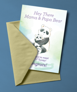Hey There Mama and Papa Bear! Can't Wait To Meet Your Lil' Honey! - Single Panel Notecard with Envelop - Som + Co