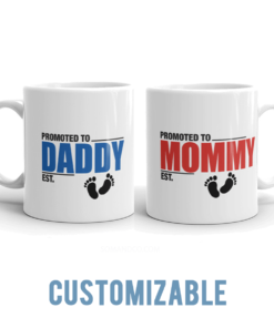 Est. Promoted To Mommy and Daddy - New Parent Mug Set (11 oz) - Som + Co
