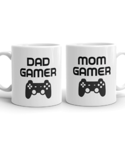 PS4 Mom Gamer and Dad Gamer Mug Set - New Parent Mug Set (11 oz) - Som + Co
