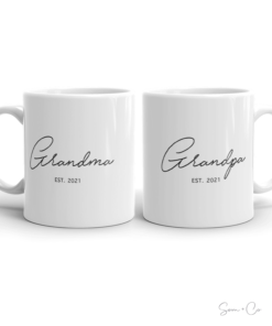 New Grandparents Cursive Mug Set - Pregnancy Announcement - Som + Co