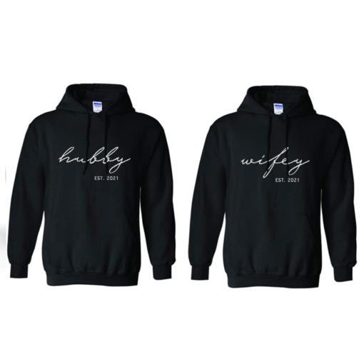 Hubby Est and Wifey Est Sweatshirt - Newlywed or Anniversary Gift - Som + Co