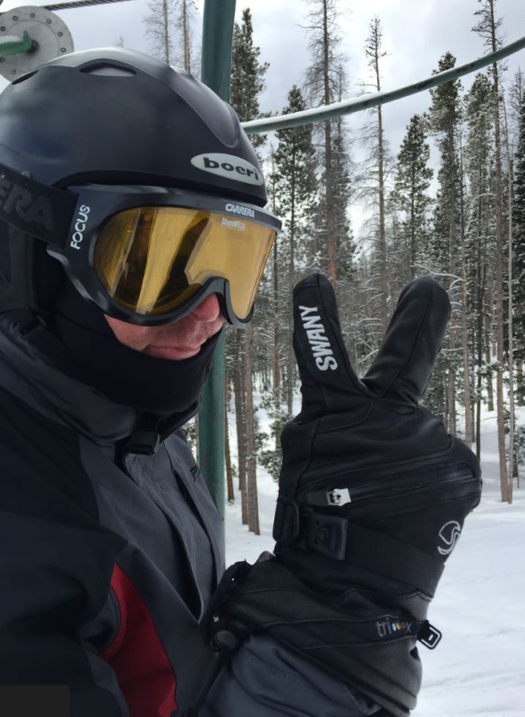 The author's dad during a ski day in 2019 in Boulder County, Colorado.