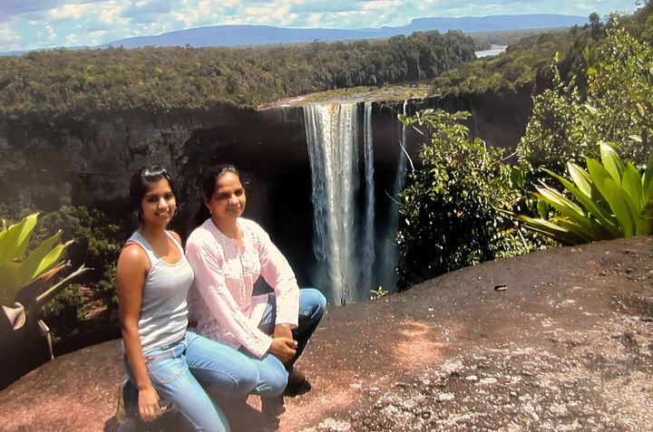 The author (left) and her mother at Kaieteur Falls in Guyana in 2005.