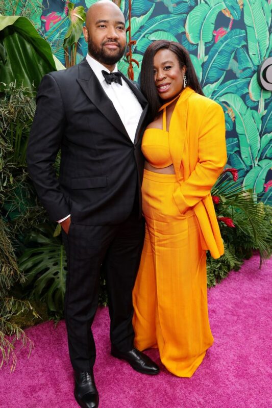 Couple Robert Sweeting and Uzo Aduba pose together on June 11, 2023, in New York City.