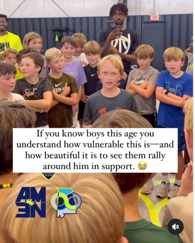 Commenters on social media praised the way the boy in this video allows himself to be vulnerable by singing in front of his peers.