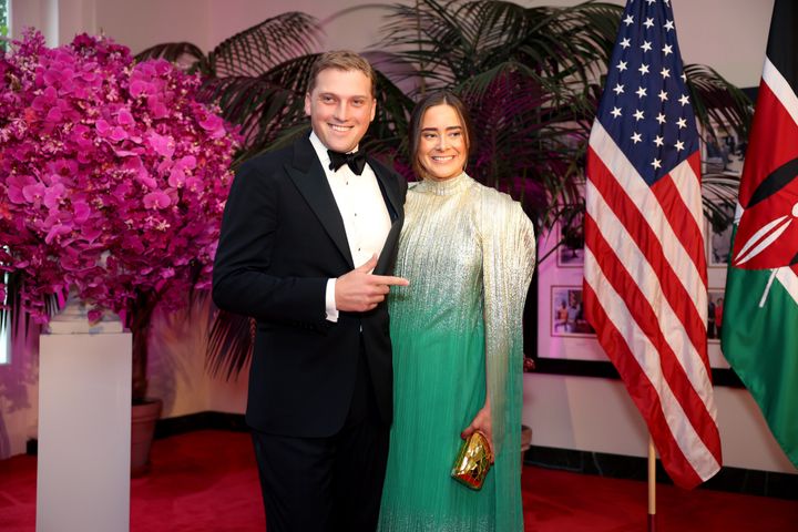 Naomi Biden and Peter Neal, pictured at a White House state dinner in May, are expecting their first child.